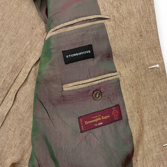 Ermenegildo Zegna Linen Italy Made Blazer Sport Coat Jacket Men's 44 L Long - Picture 5 of 11